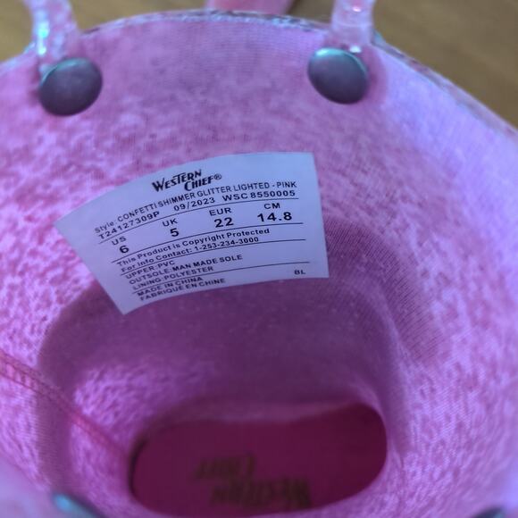 Western Chief Toddler Girls' Abby Shimmer Glitter light up Rain boots size 6 GUC - Picture 7 of 11